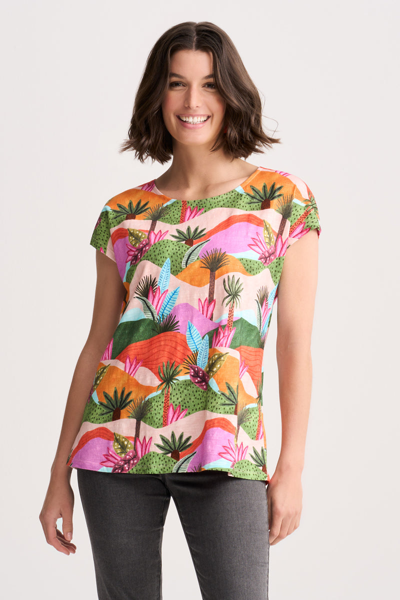 Organic Cotton T-Shirt - Tropical Landscape Print