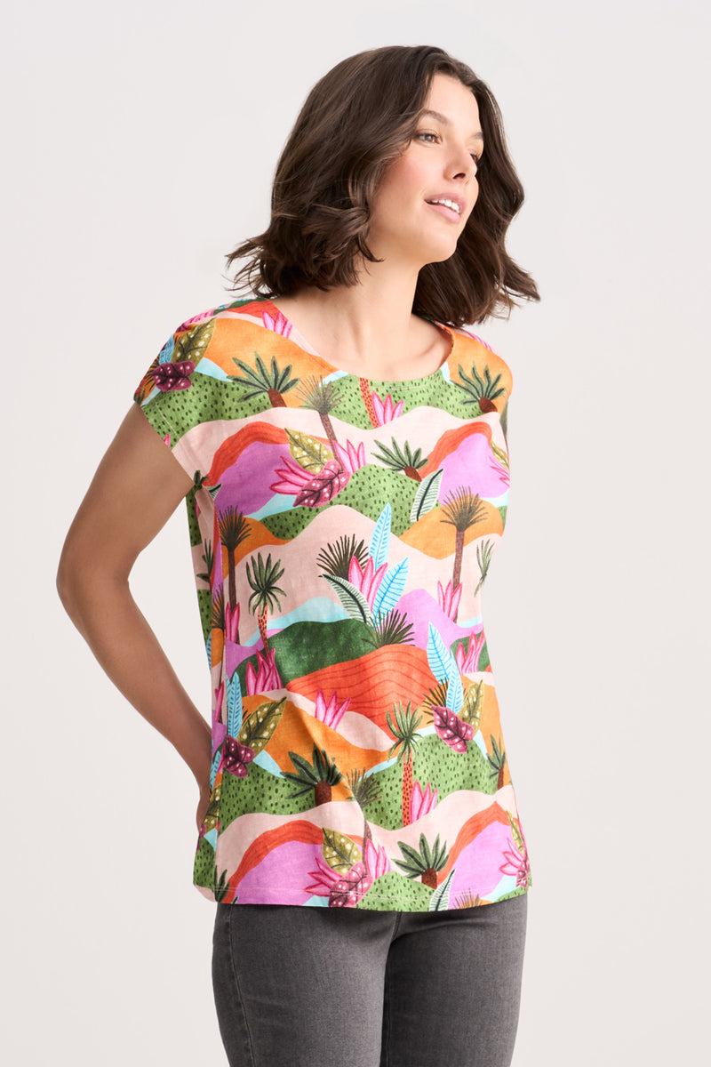 Organic Cotton T-Shirt - Tropical Landscape Print