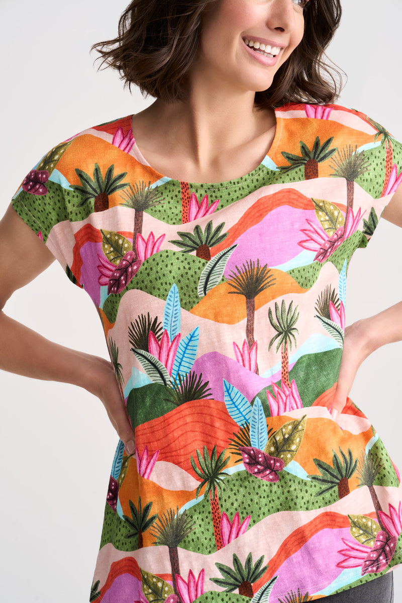 Organic Cotton T-Shirt - Tropical Landscape Print