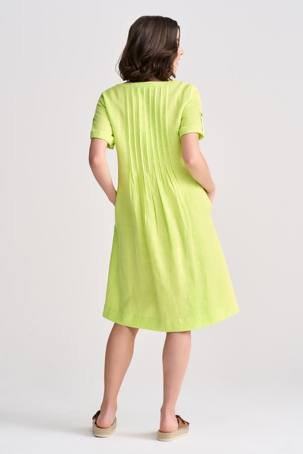 Pleated French Linen Dress