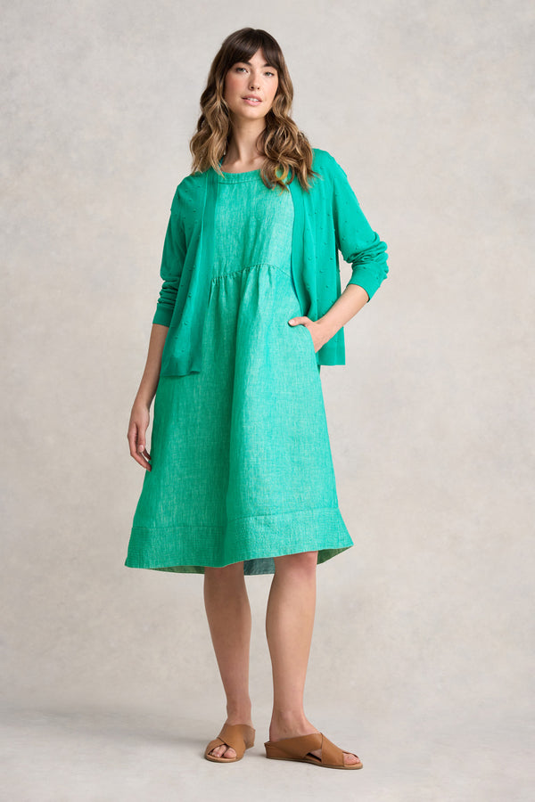 Twill Hemp Linen Shift Dress - Viridian