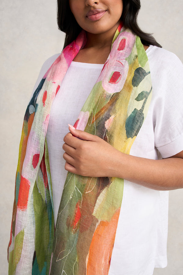 Summer Poppy Linen Scarf