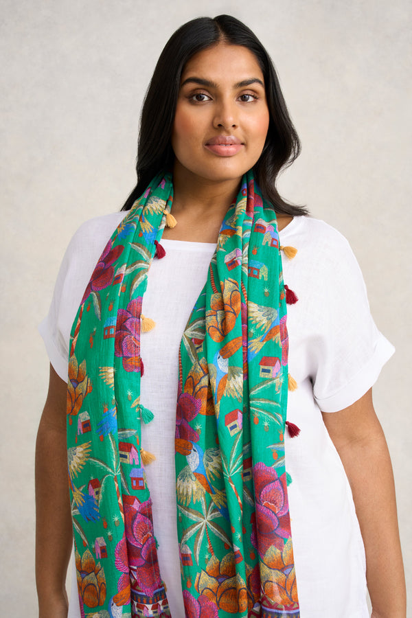 Toucan Tassel Cotton Scarf