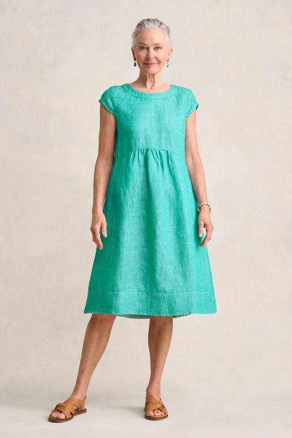 Twill Hemp Linen Shift Dress - Viridian