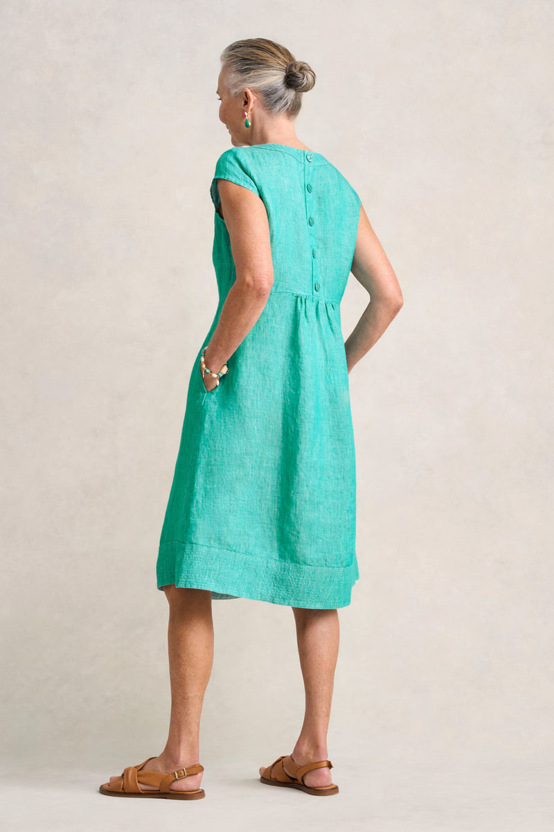 Twill Hemp Linen Shift Dress - Viridian
