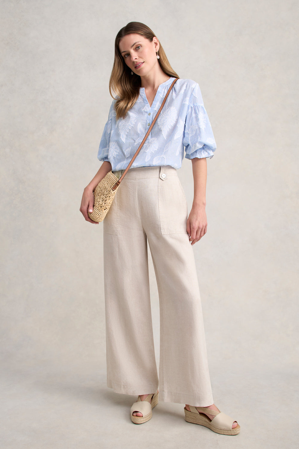 Floral Jacquard Blouse - Floral Jacquard – Blue Illusion
