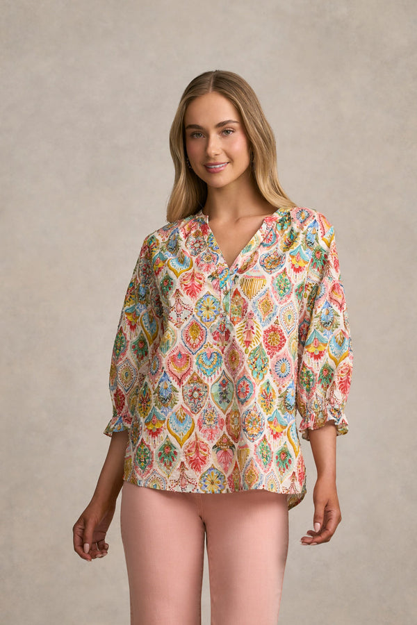 Cotton Dobby Blouse - Pink Nouveau