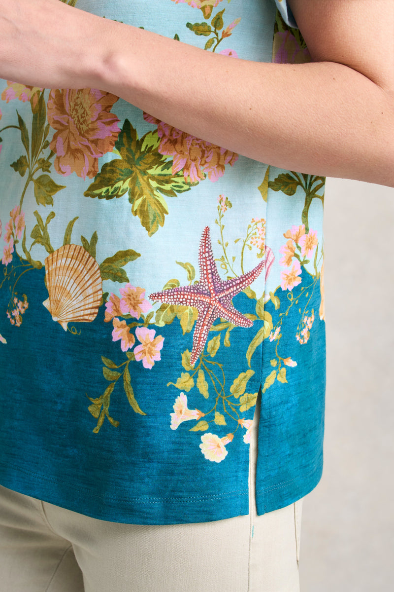 Printed Cotton T-Shirt - Shell Print