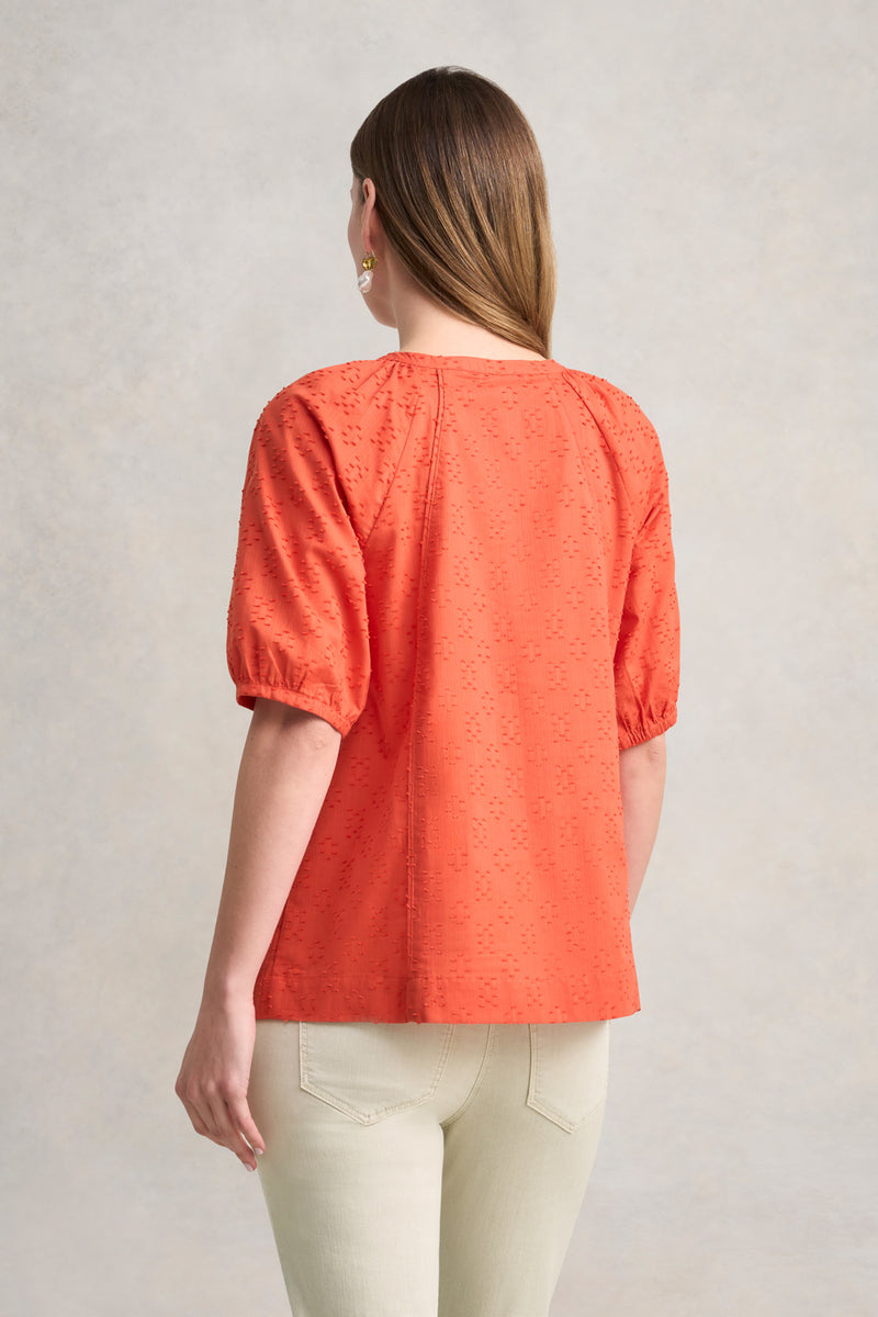 Clipped Jacquard Blouse - Burnt Orange