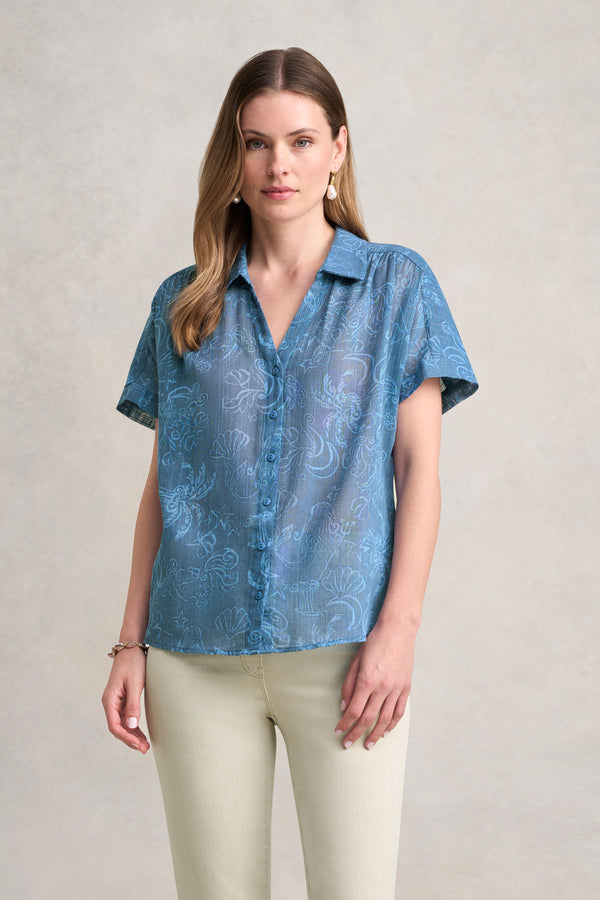 Printed Shirt - Tonal Mermaid Print