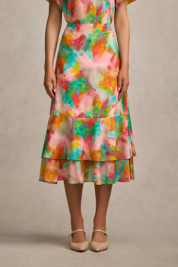 Tiered Skirt - Abstract Print