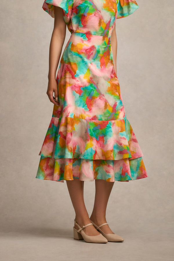 Tiered Skirt - Abstract Print