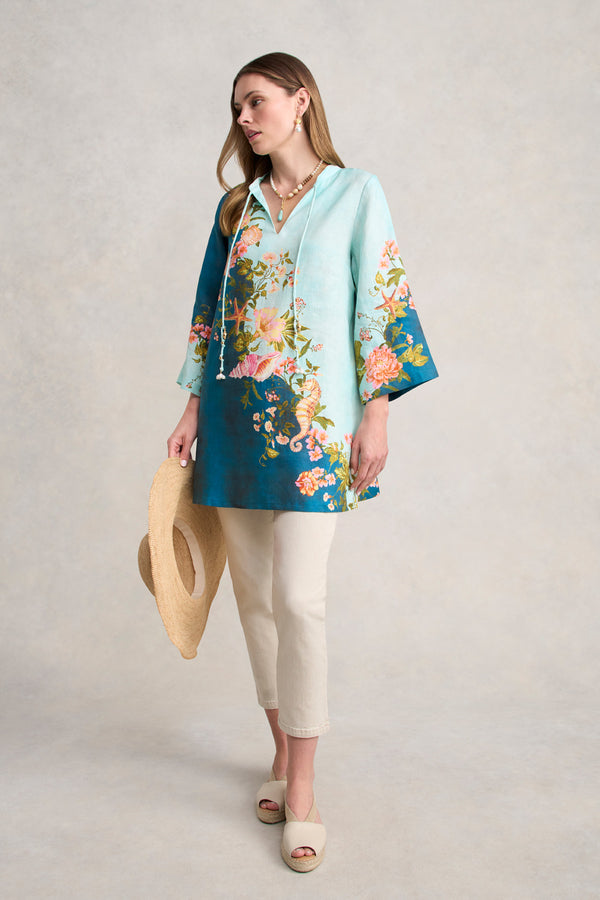 Border Placement Kaftan - Shell Print
