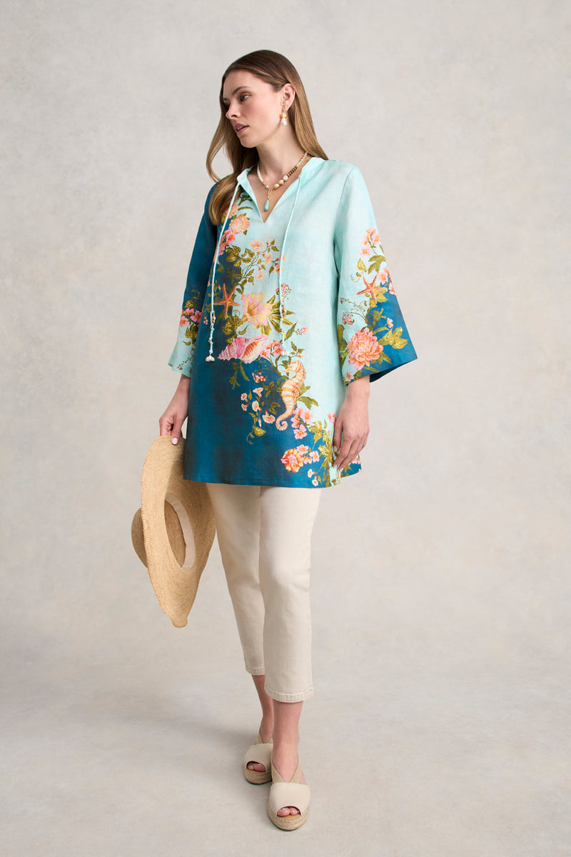 Border Placement Kaftan - Shell Print