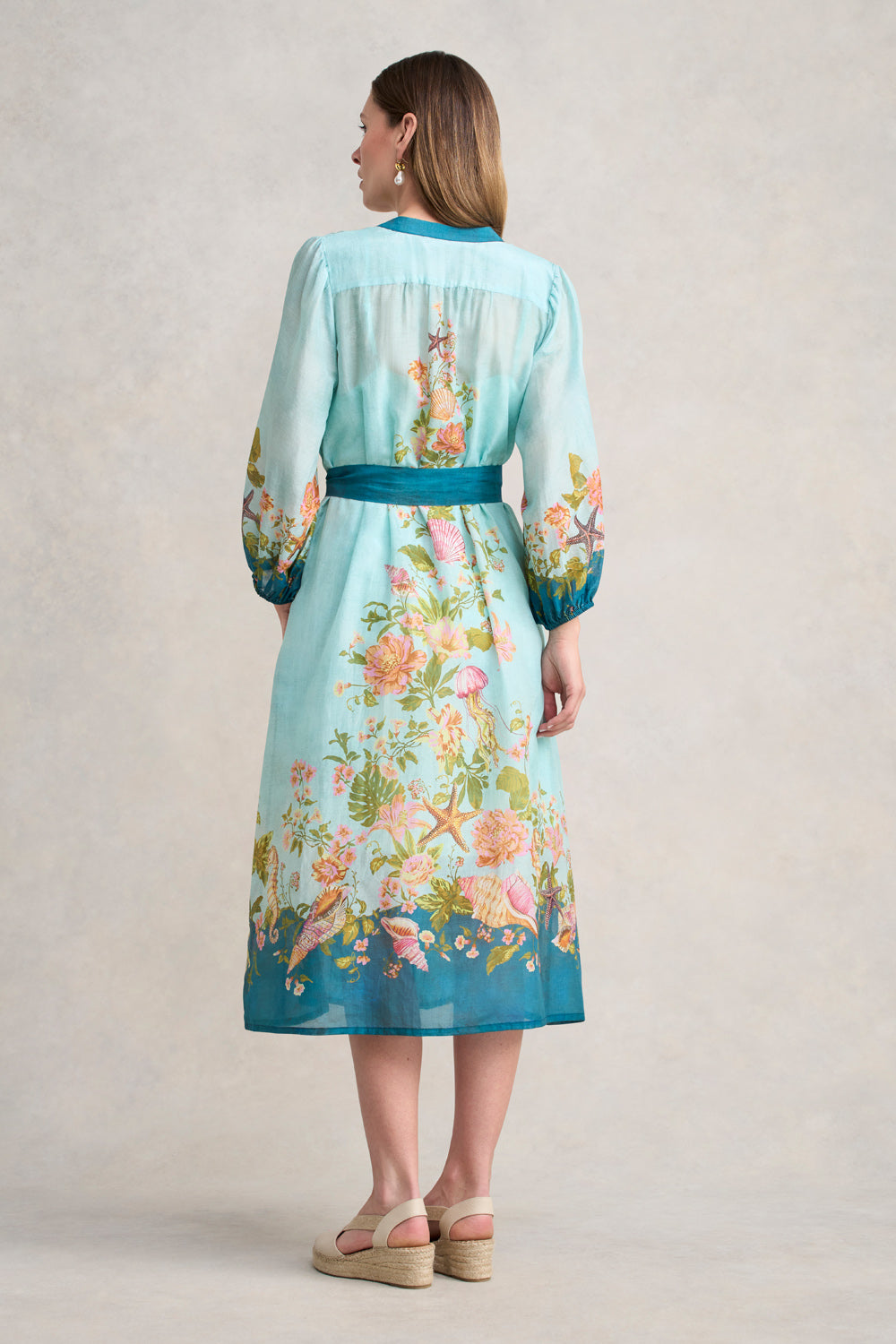 Border Printed Dress - Shell Print – Blue Illusion