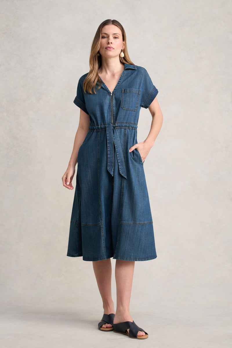 Denim Shirt Dress - Mid Denim Blue Denim Shirt Dress - Mid Denim Blue