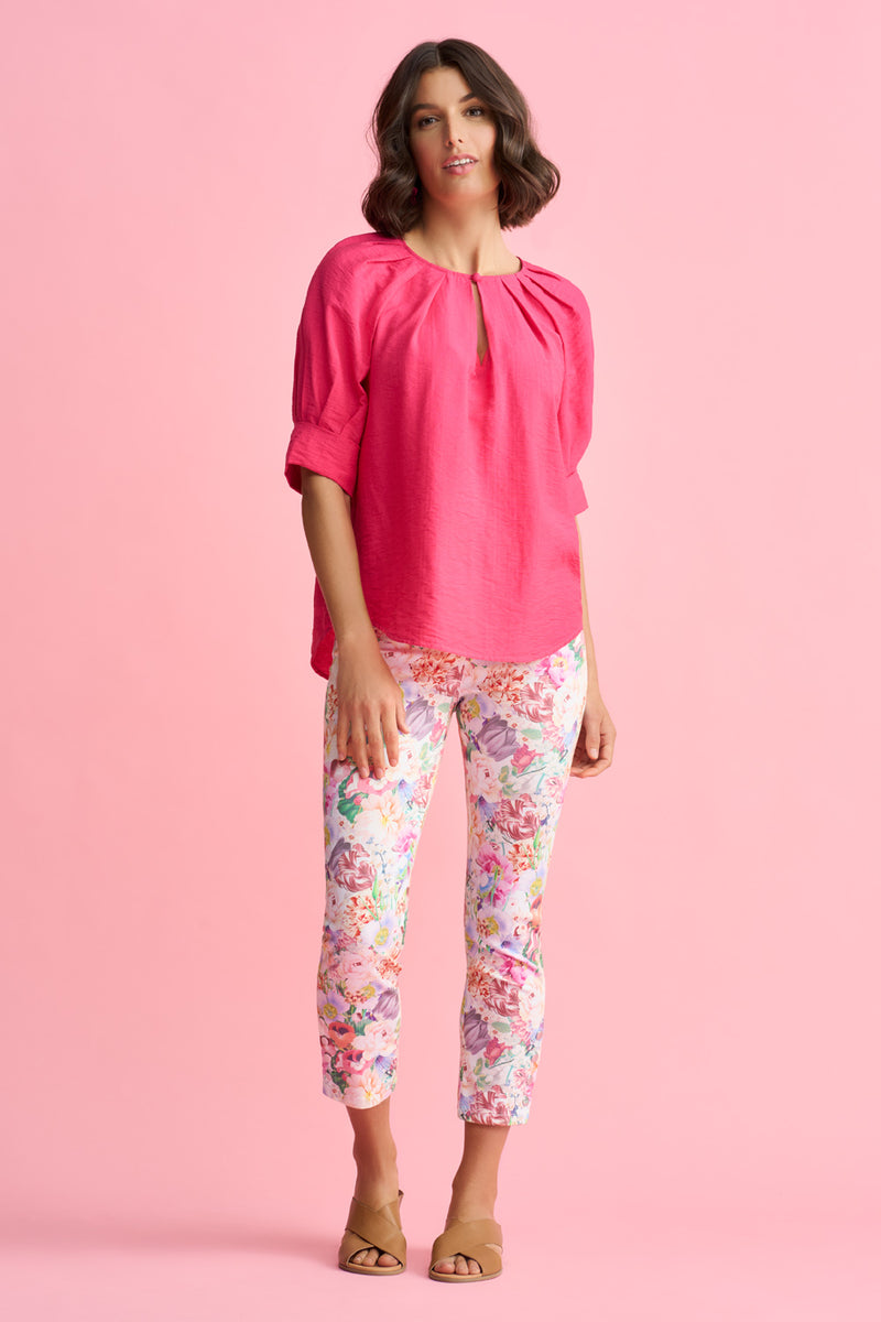 Bengajean Ankle Length Button Detail - Spring Bouquet Print