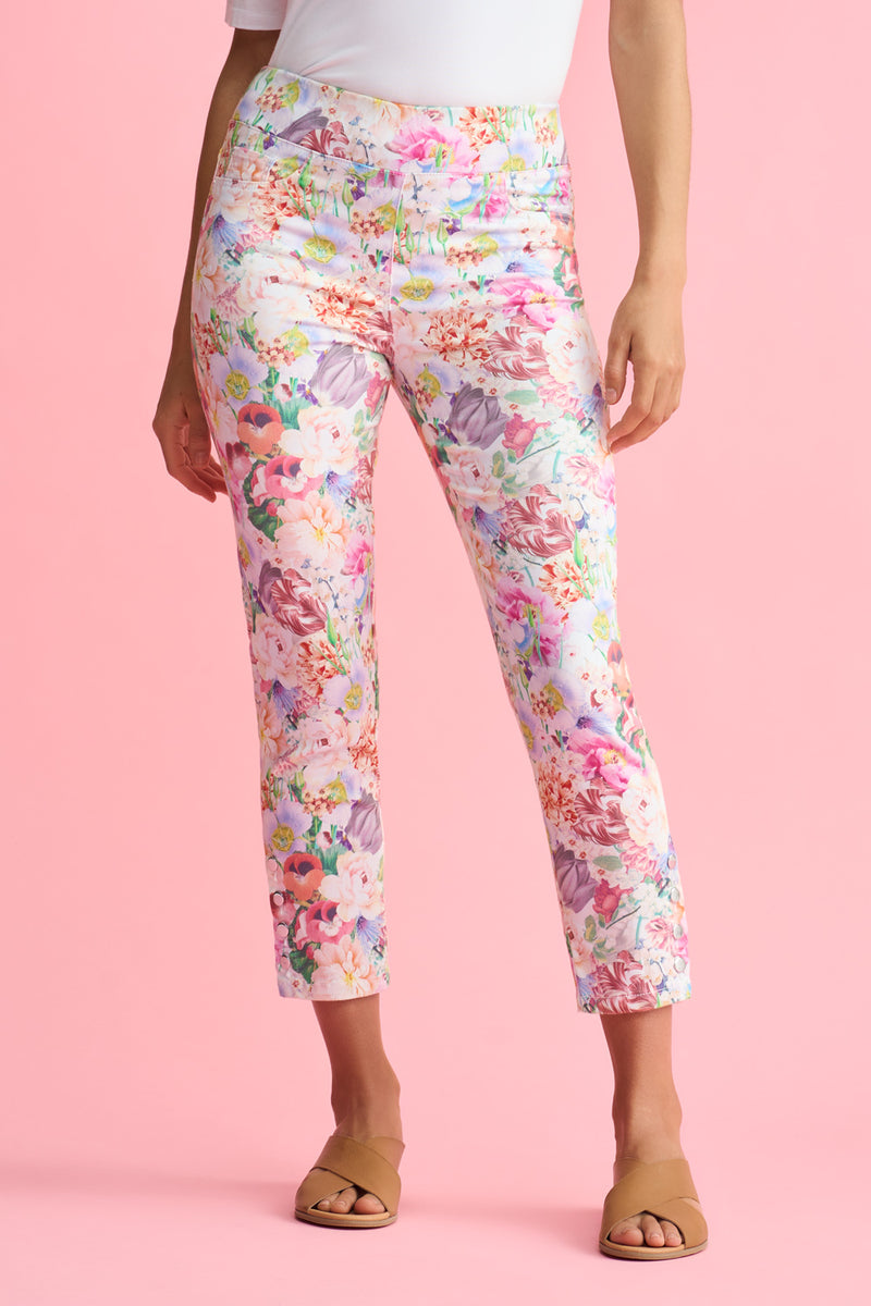 Bengajean Ankle Length Button Detail - Spring Bouquet Print