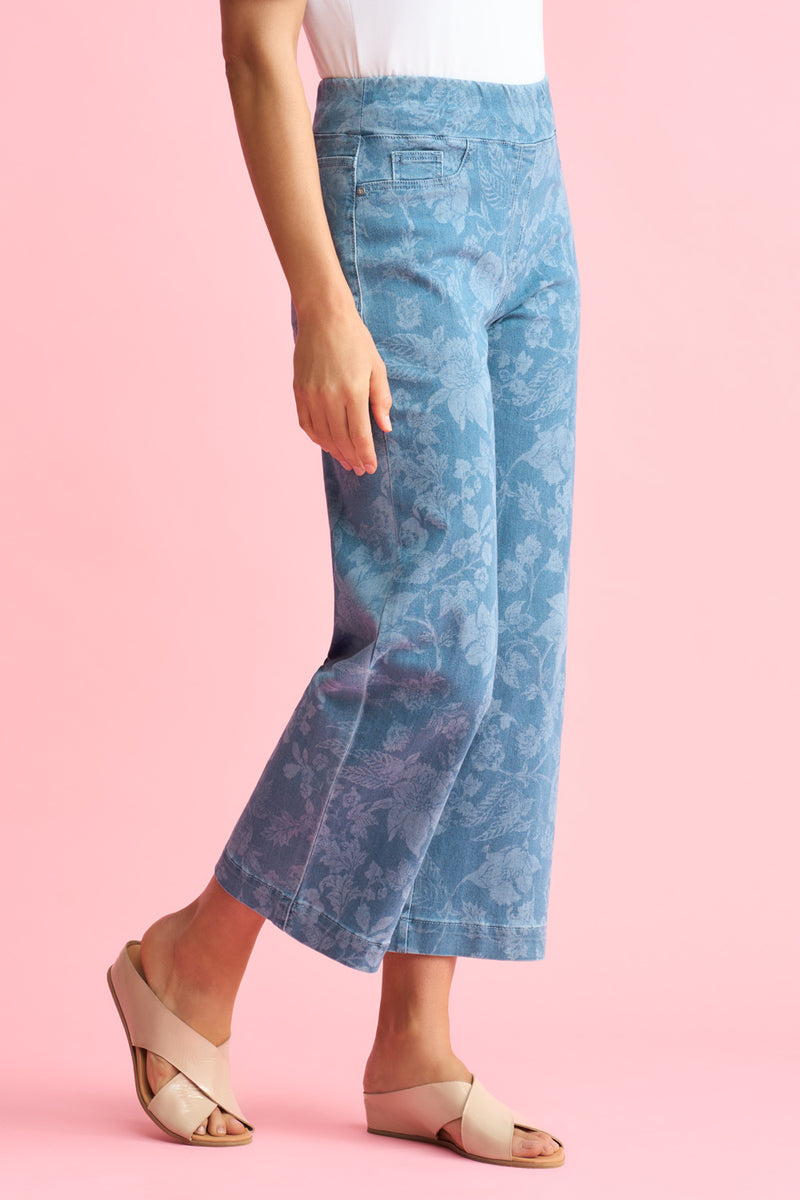 Bengajean Ankle Length Wide Leg - Botanic Laser Print