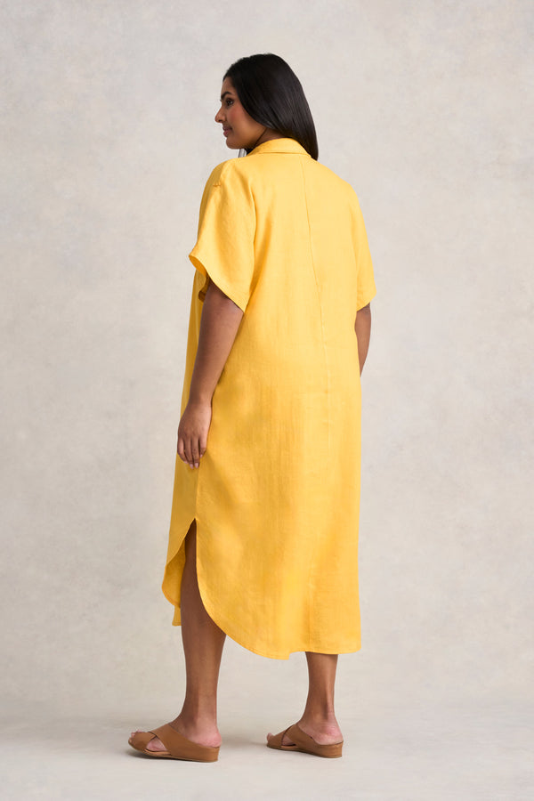 Linen Gather Front Dress