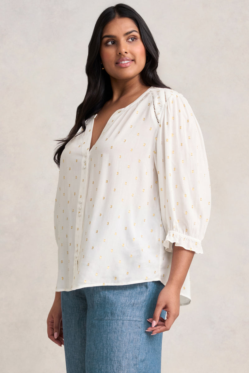 Lurex Diamond Blouse - Cream