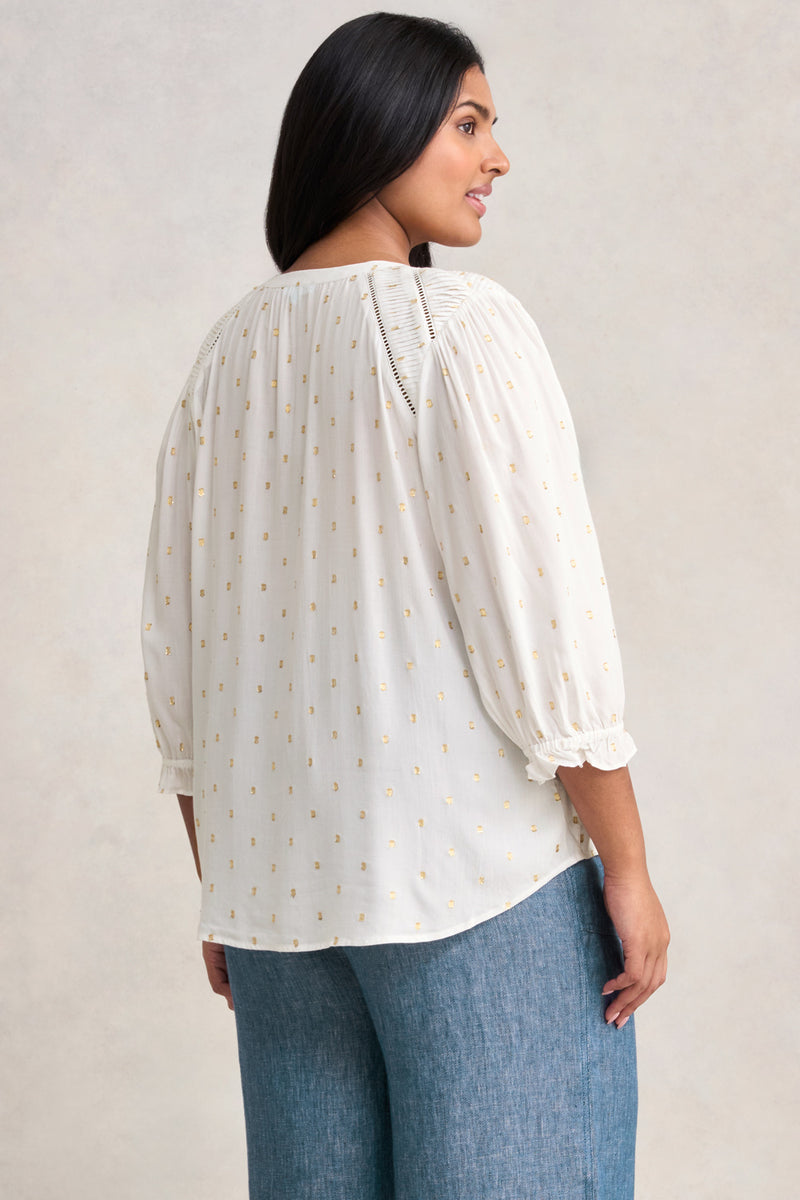 Lurex Diamond Blouse - Cream
