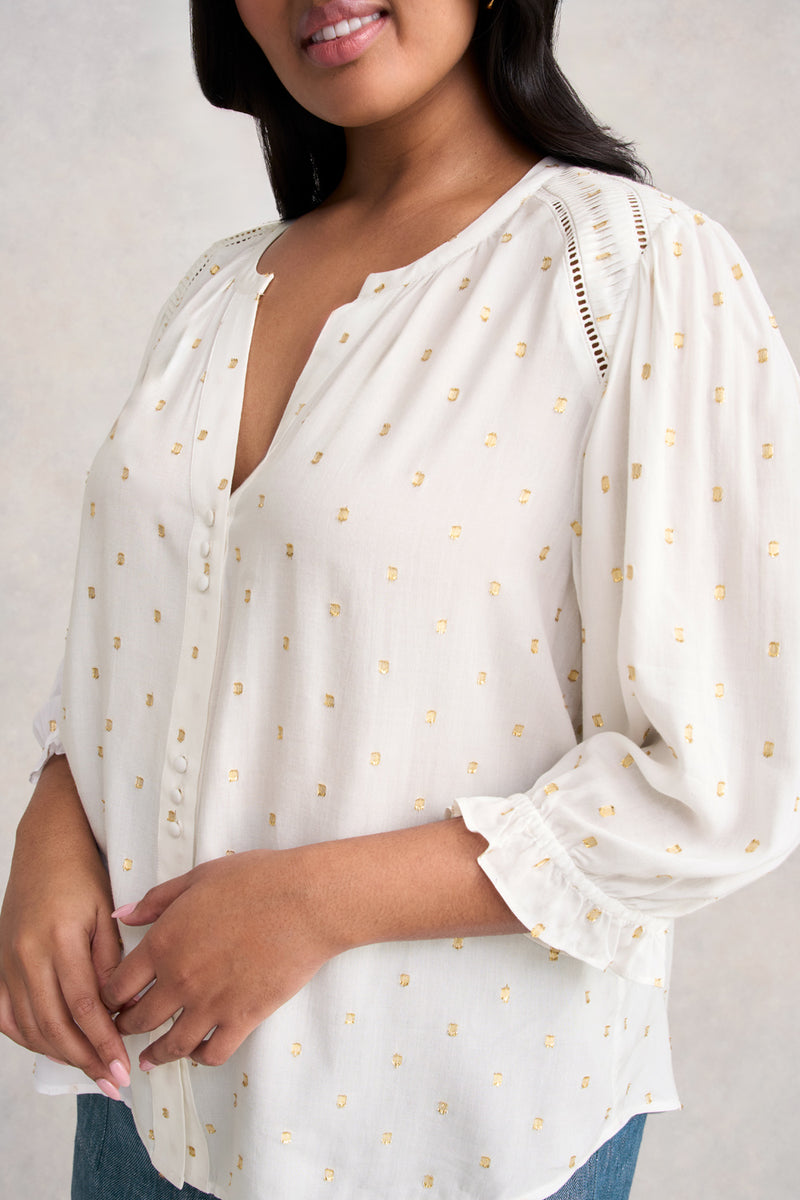 Lurex Diamond Blouse - Cream