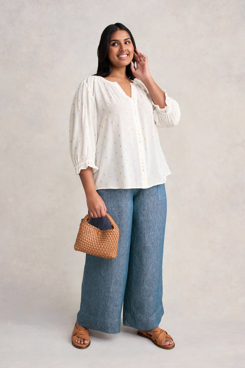 Lurex Diamond Blouse - Cream