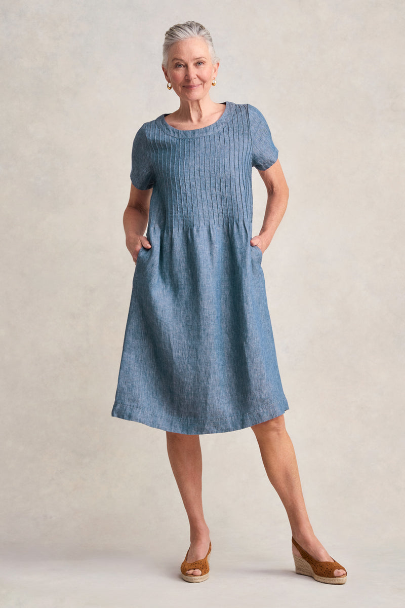 Twill Hemp Linen Dress - Indigo Twill