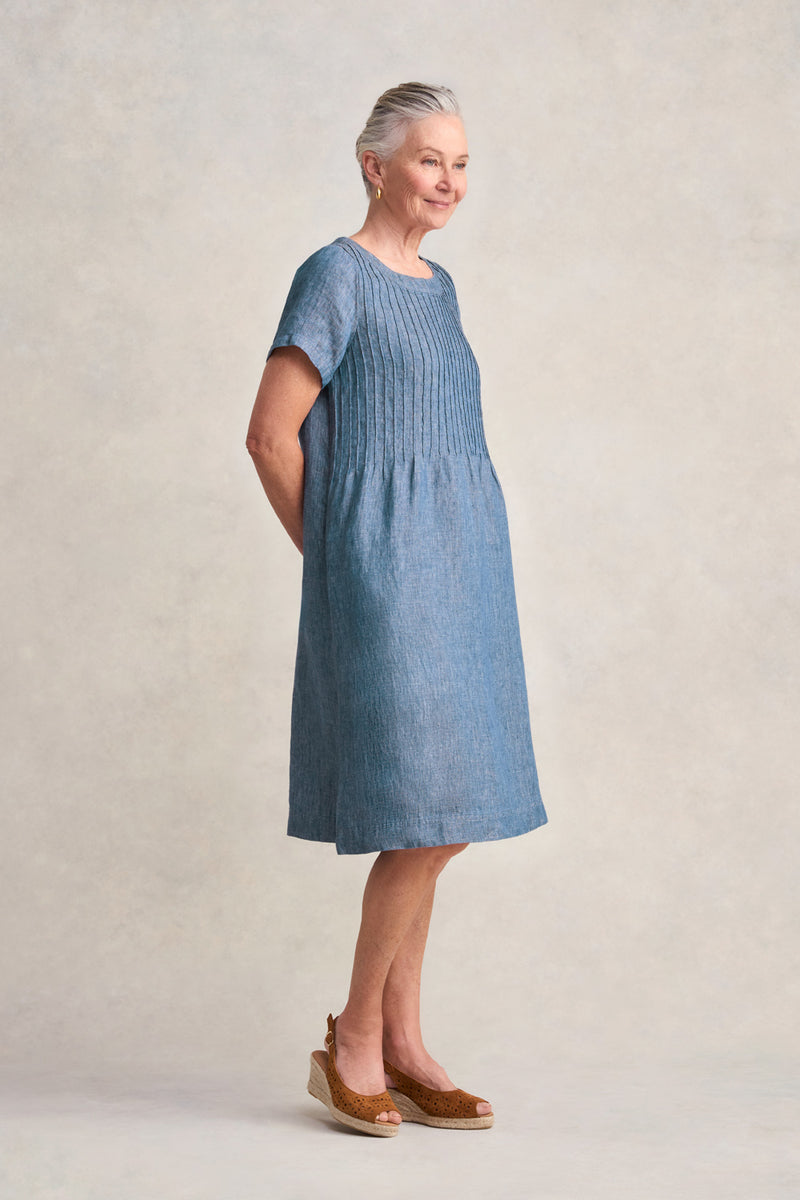 Twill Hemp Linen Dress - Indigo Twill