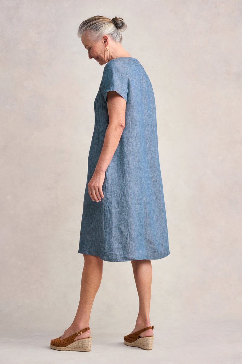 Twill Hemp Linen Dress - Indigo Twill