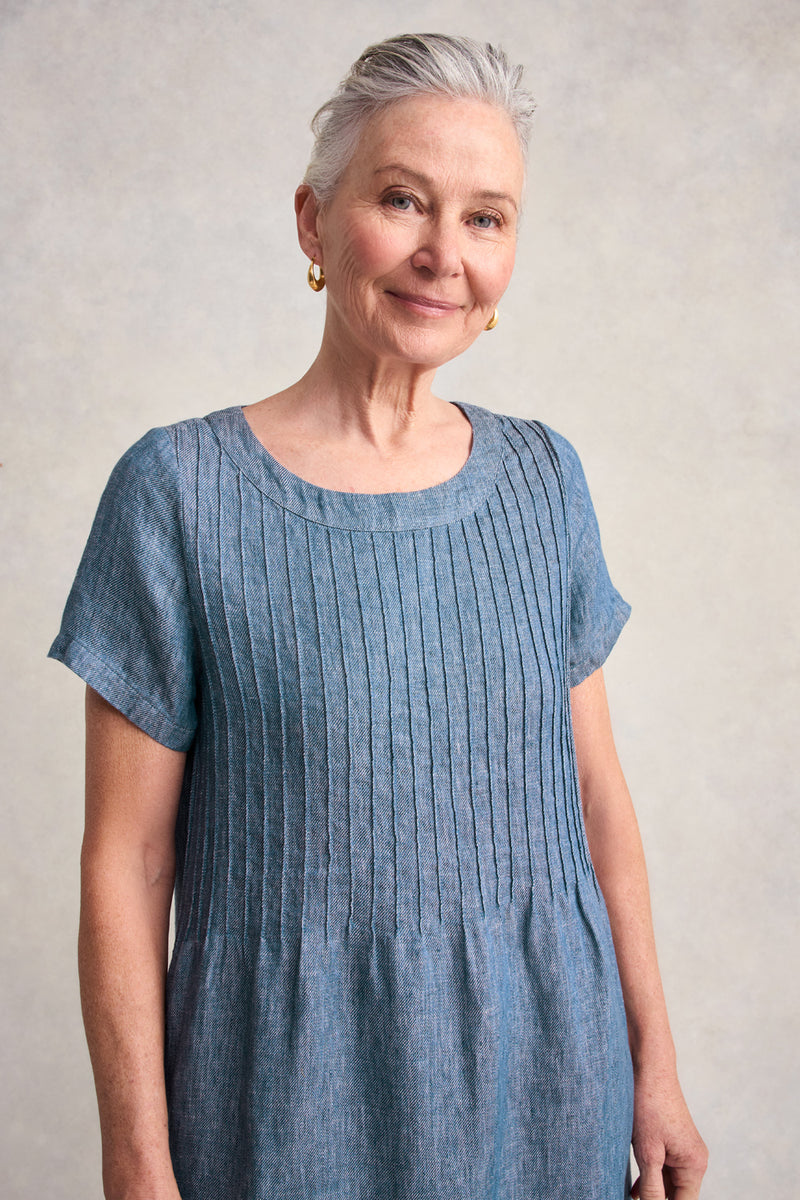Twill Hemp Linen Dress - Indigo Twill