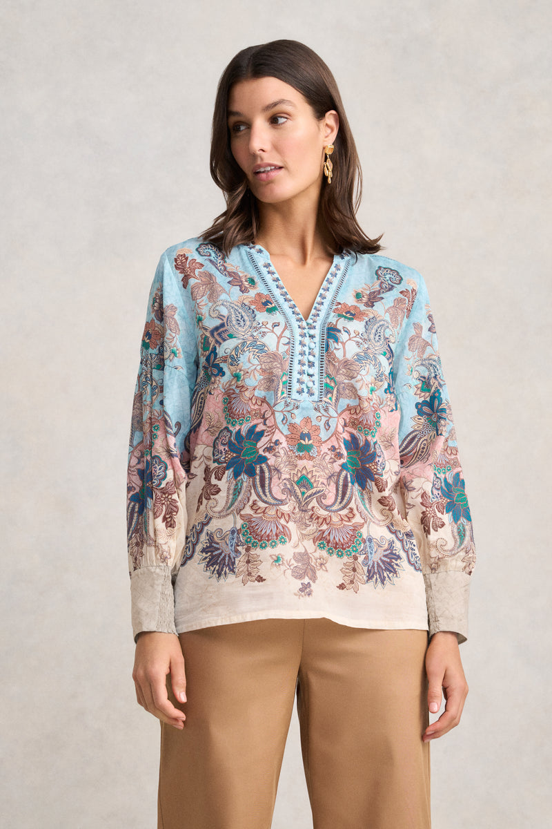 Cotton Silk Blouse - Chyka Paisley Print
