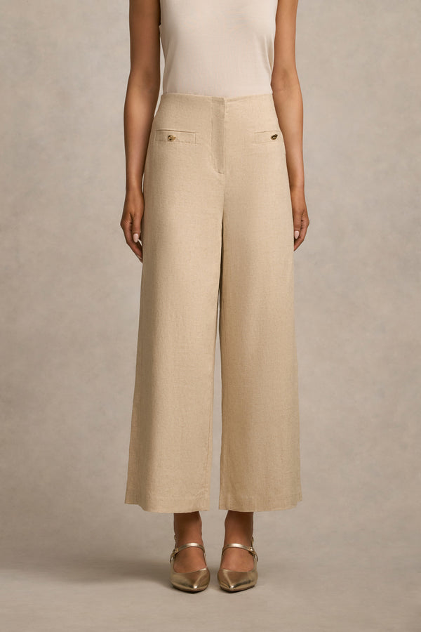 Wide Leg 7/8 Pant - Natural Cross Dye