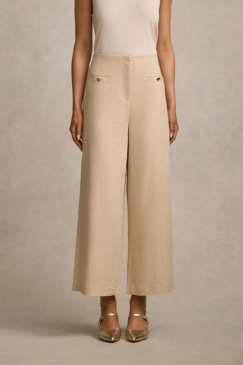 Wide Leg 7/8 Pant - Natural Cross Dye