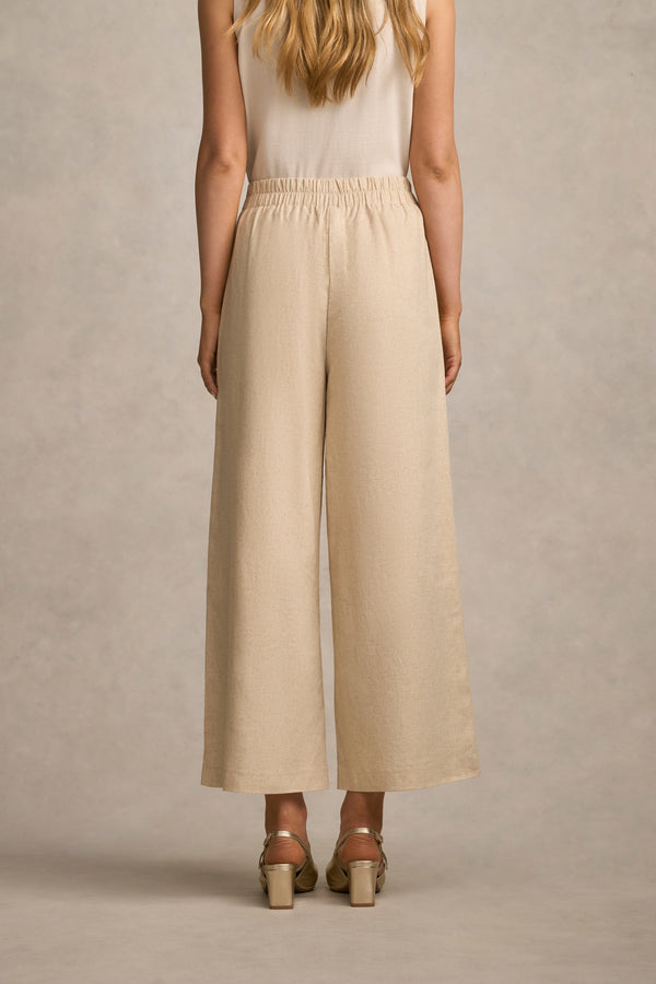 Wide Leg 7/8 Pant - Natural Cross Dye