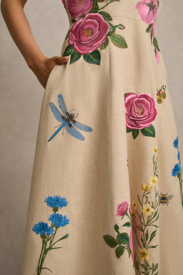 Asymmetric Fit & Flare Dress - Spring Embroidery