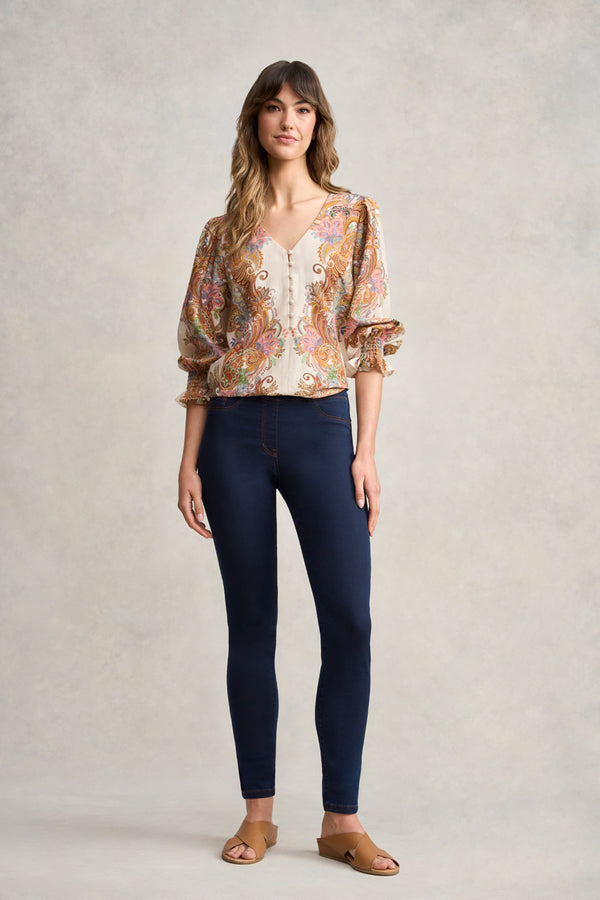 Paisley Border Print Blouse