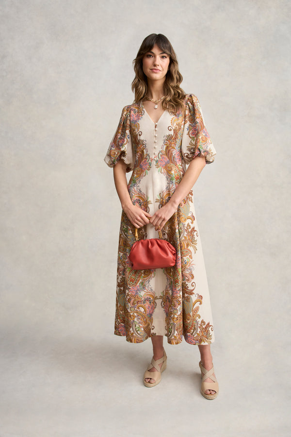 Paisley Border Print Dress