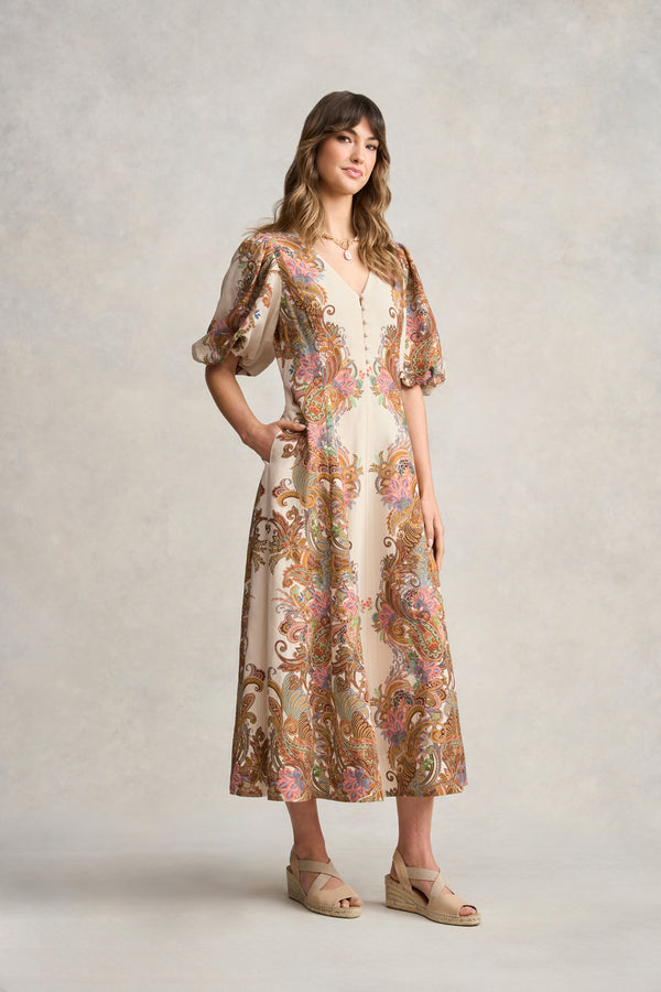 Paisley Border Print Dress