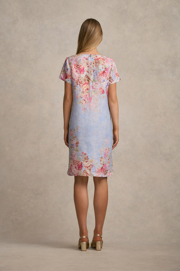 Printed Linen Dress - Cascading Blooms