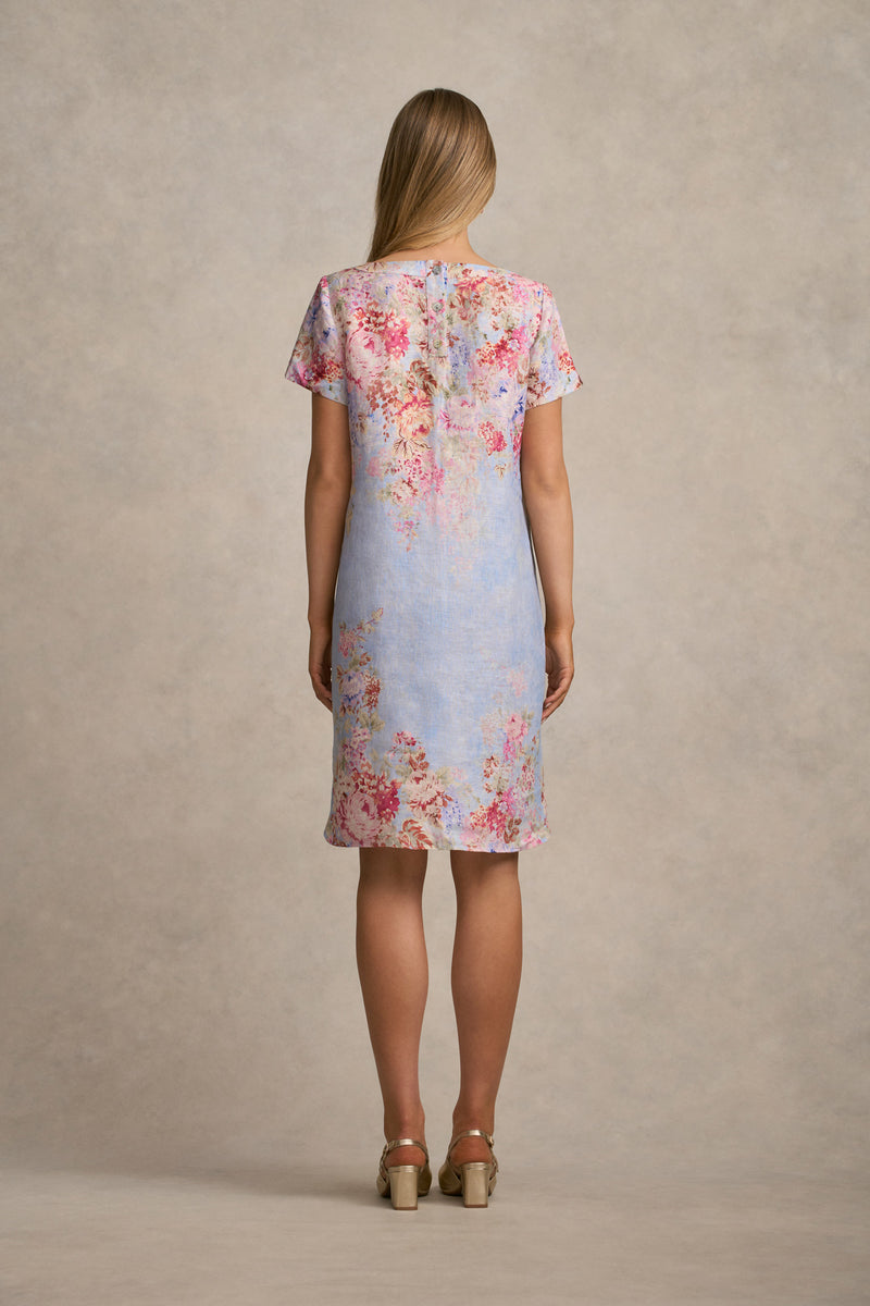 Printed Linen Dress - Cascading Blooms