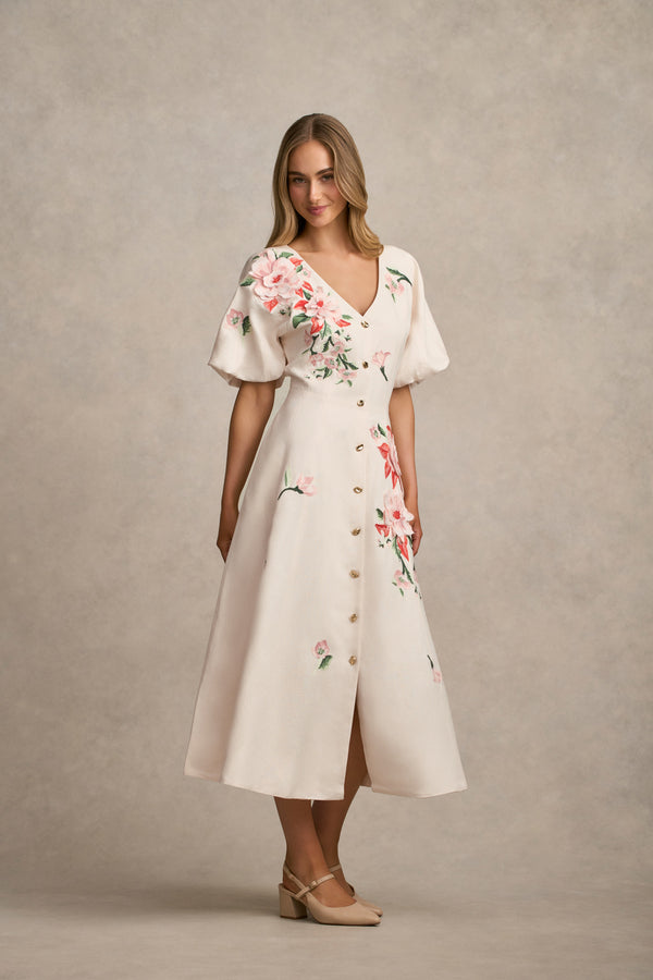 Appliqué Fit & Flare Dress - Alabaster