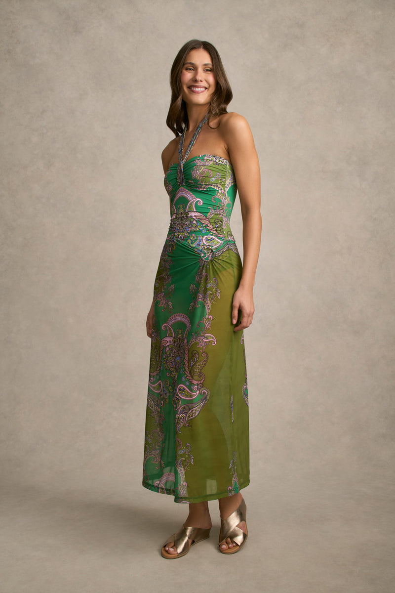 Mesh Skirt - Jade Paisley Print