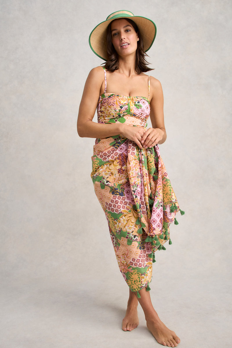 Convertible One Piece Bather - Patchwork Floral Print