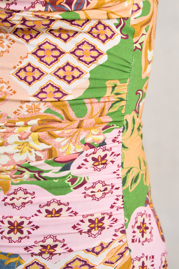 Convertible One Piece Bather - Patchwork Floral Print