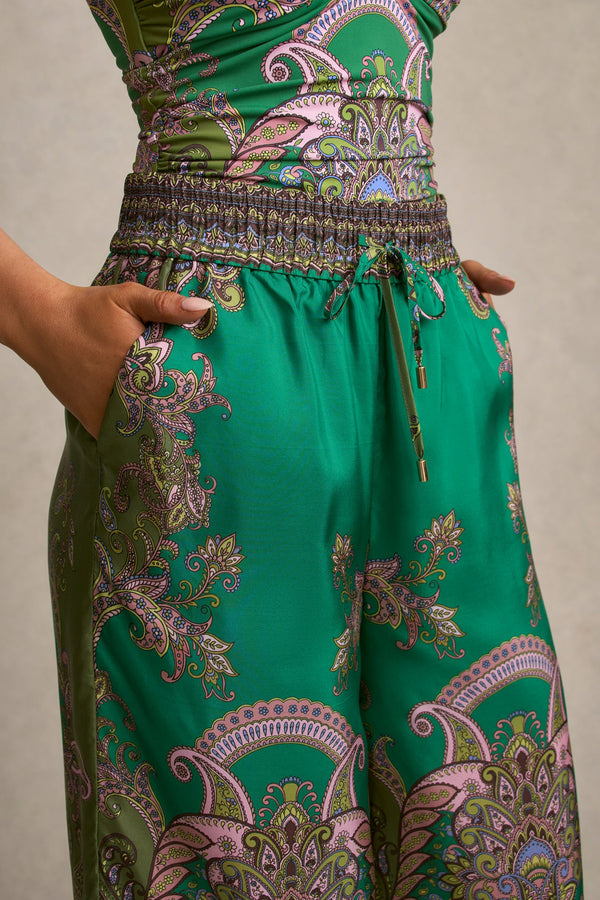 Printed Silk Pant - Jade Paisley Print