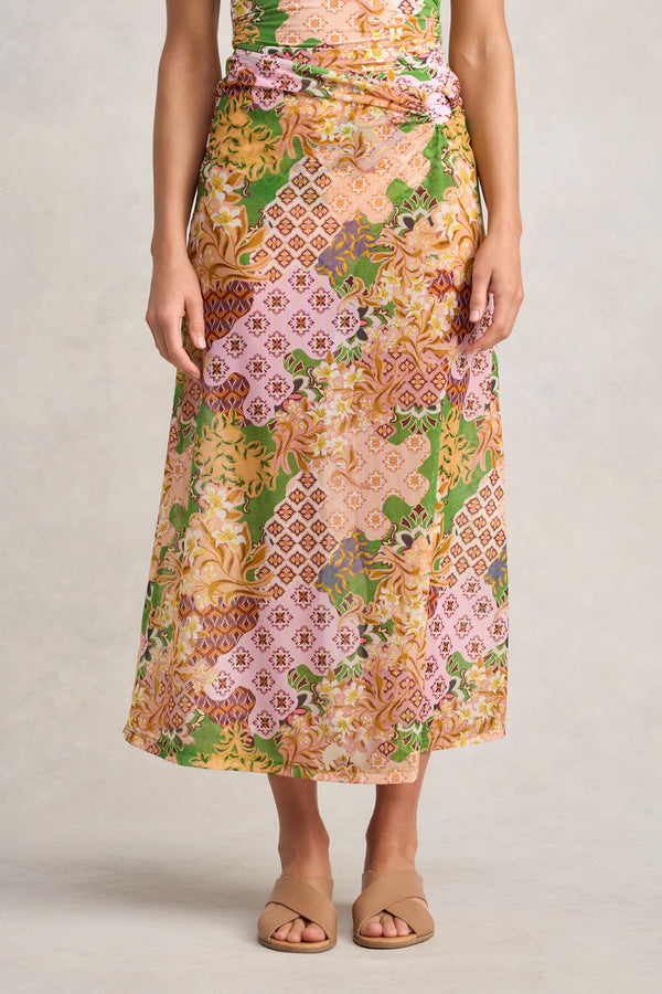 Mesh Skirt - Patch Floral Print