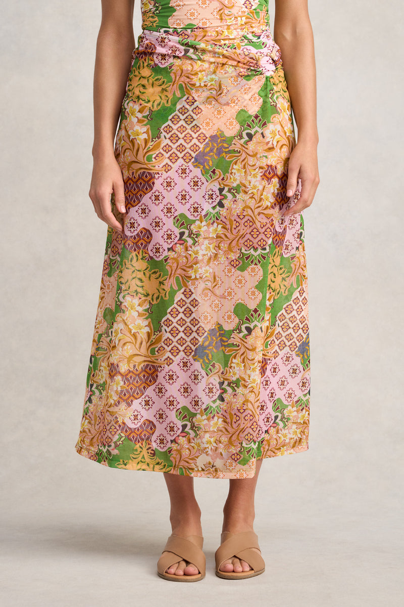 Mesh Skirt - Patch Floral Print