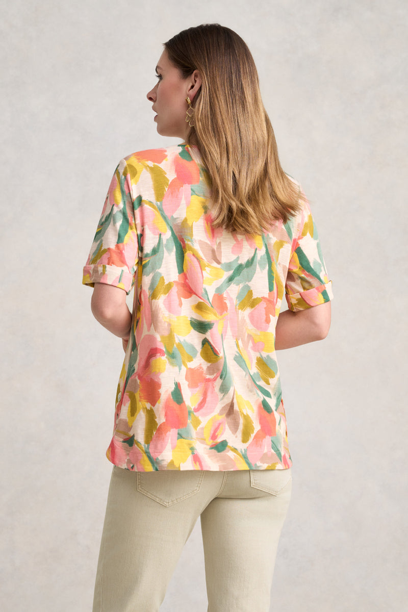 Printed V-Neck T-Shirt - Abstract Print